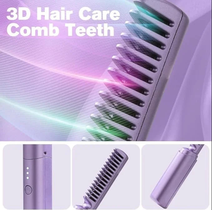 Portable Mini Hair Straightener Cordless Rechargeable Mini Adjustable Hair Straightener Hot Comb