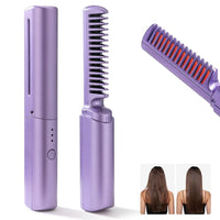 Portable Mini Hair Straightener Cordless Rechargeable Mini Adjustable Hair Straightener Hot Comb
